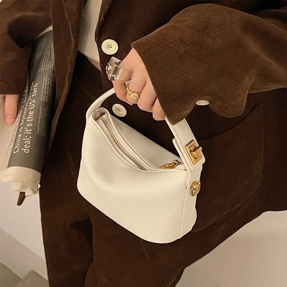 Retro Small Square Crossbody Bag Soft Leather Handbag
