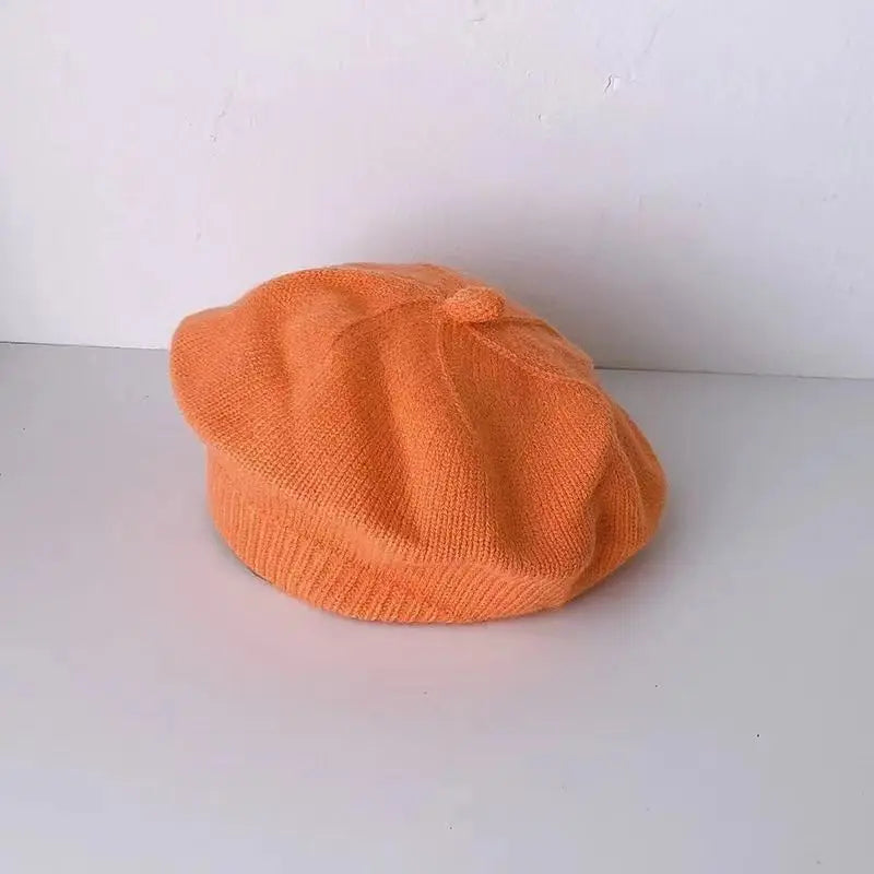 Baby Girl Flower Beret Warm Knit Beanie Hat