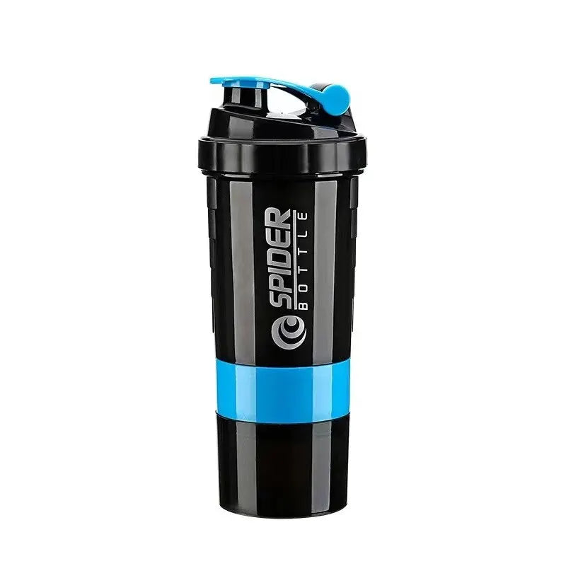 3 Layer Protein Shaker Bottle 600ml – Leakproof Gym Shaker Cup with Storage Compartments for Powder & Pills