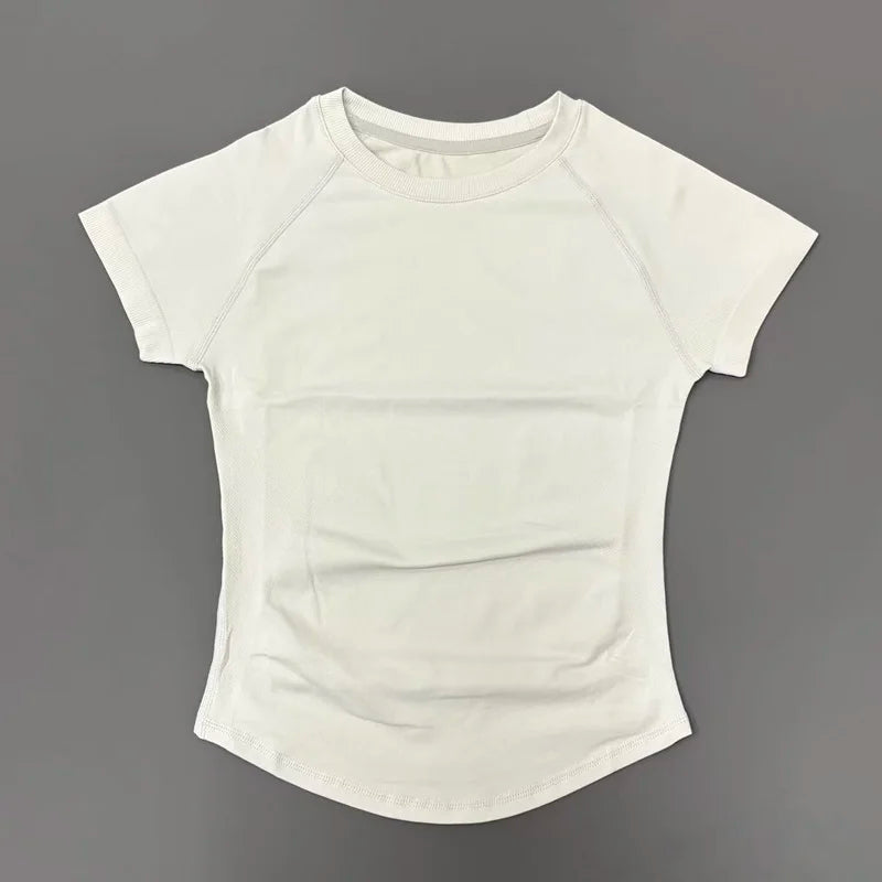 Women Seamless Sports Top Short Sleeve Yoga Gym Running Slim Fit Active Tee