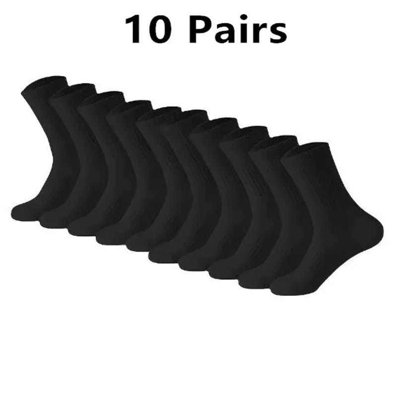 Men Cotton White Sports Socks Breathable Long Tube Socks Multi Pairs Big Size