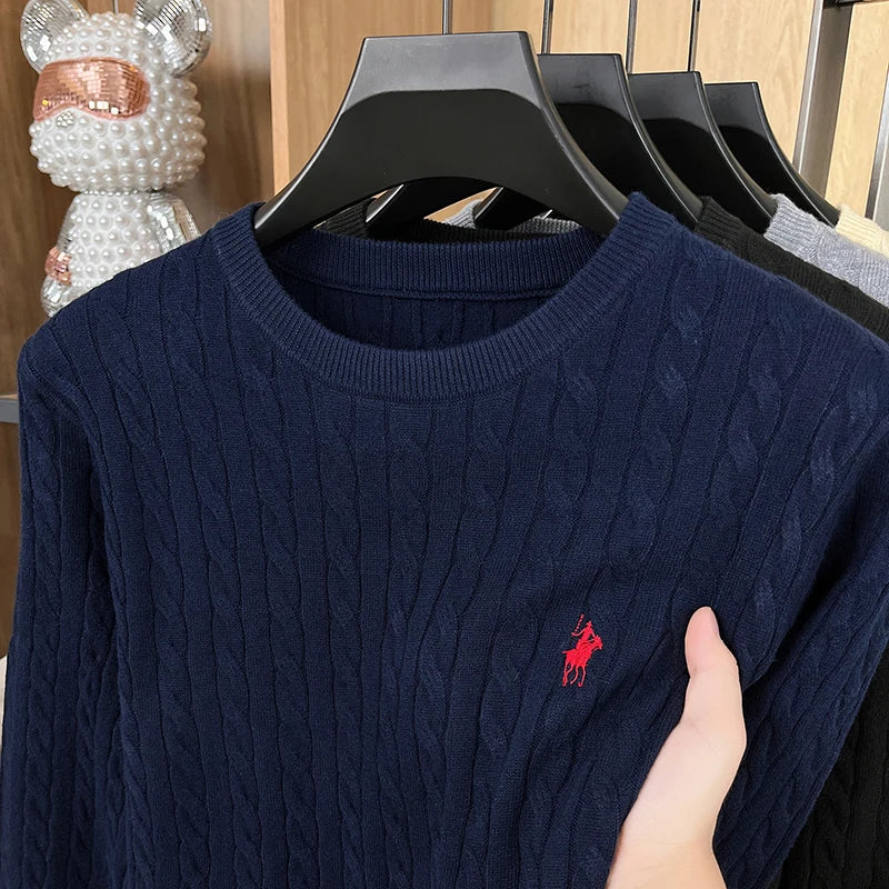 Women Embroidered Knit Sweater Long Sleeve Solid Color Spring Autumn Pullover Top
