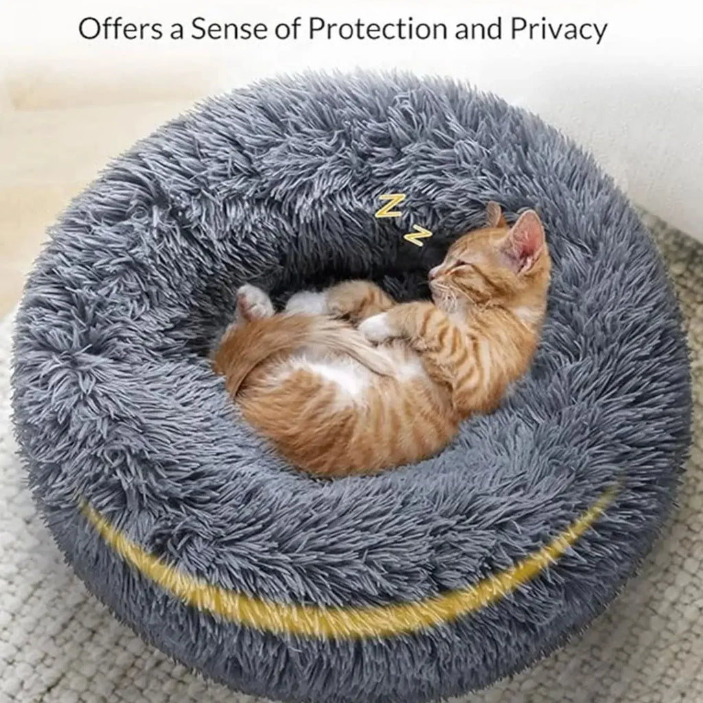 Round Plush Pet Bed Soft Warm Dog Cat Sleeping Bed Multiple Sizes
