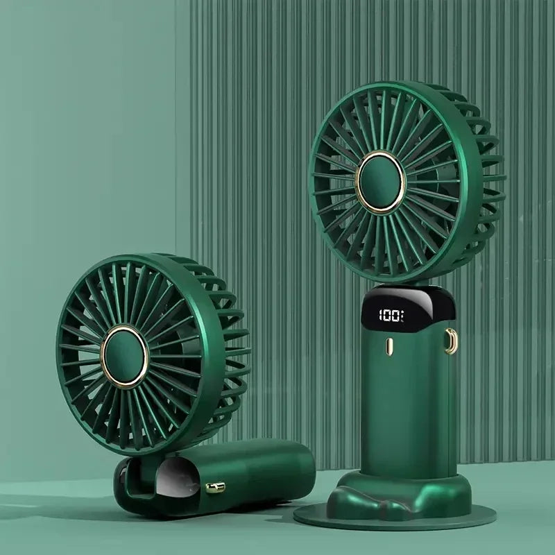 Portable Handheld Fan – Rechargeable Mini Fan with LED Display and 5 Speed Settings