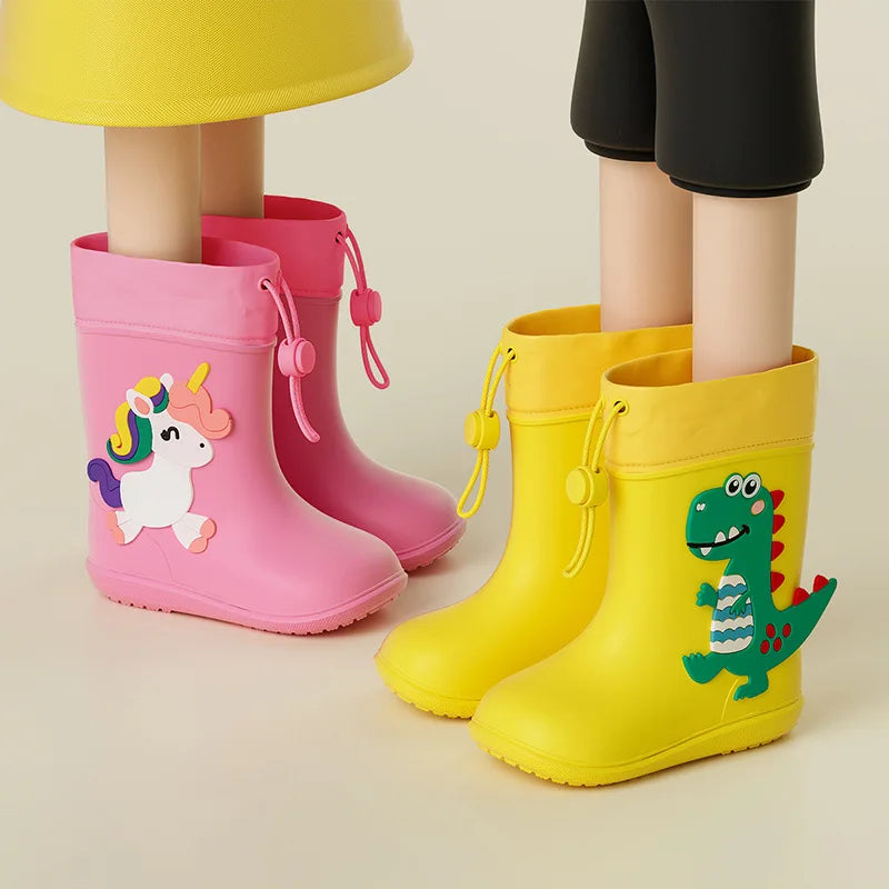 Kids Dinosaur Rain Boots Waterproof Non Slip Cartoon Rubber Shoes