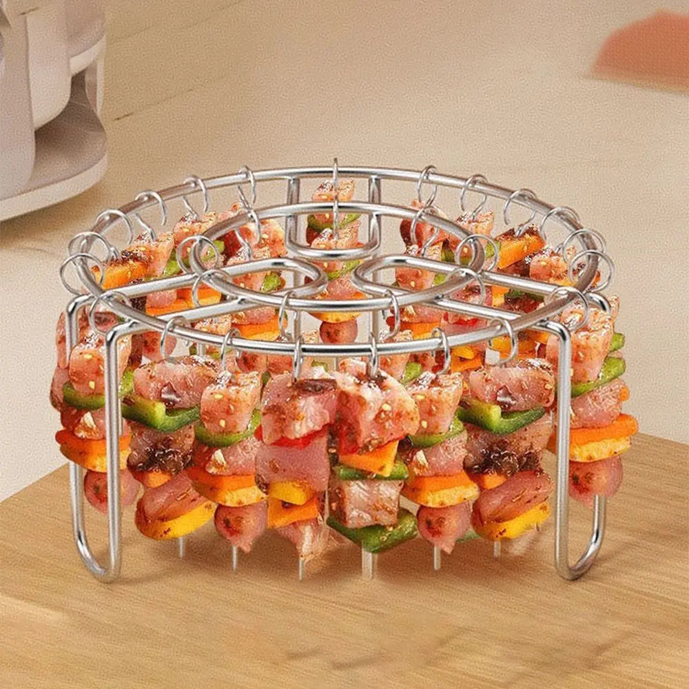 Stainless Steel Vertical BBQ Skewer Grill Rack Holder