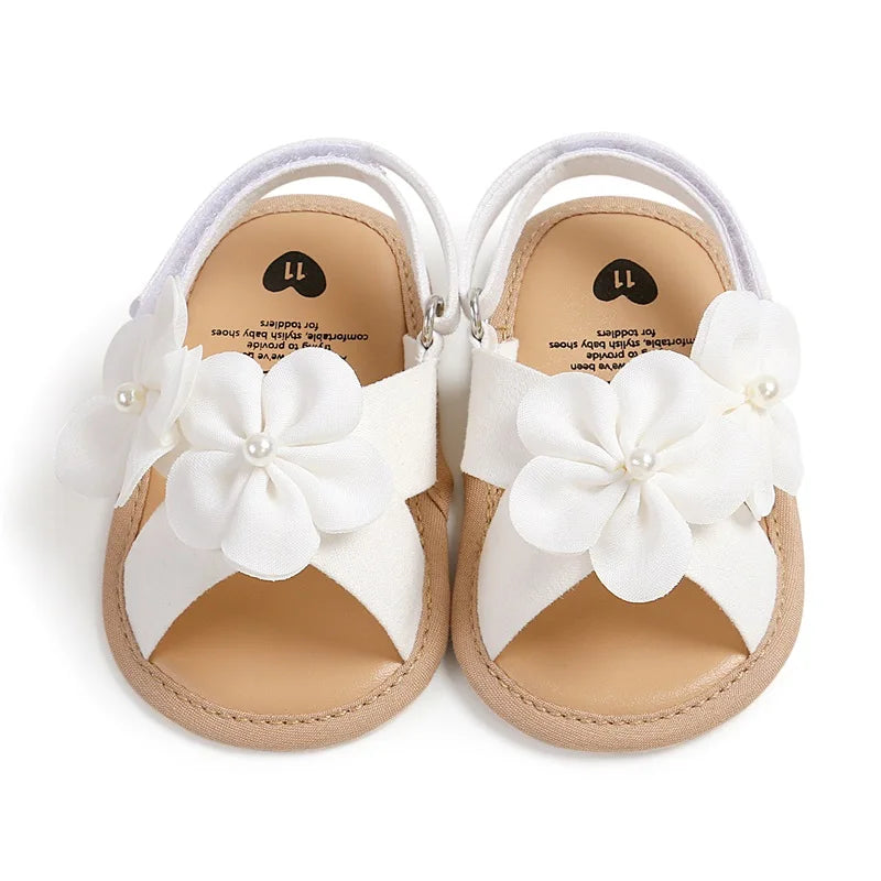 Baby Girls 3D Flower Non Slip Summer Sandals First Walker Shoes 0 to 18M