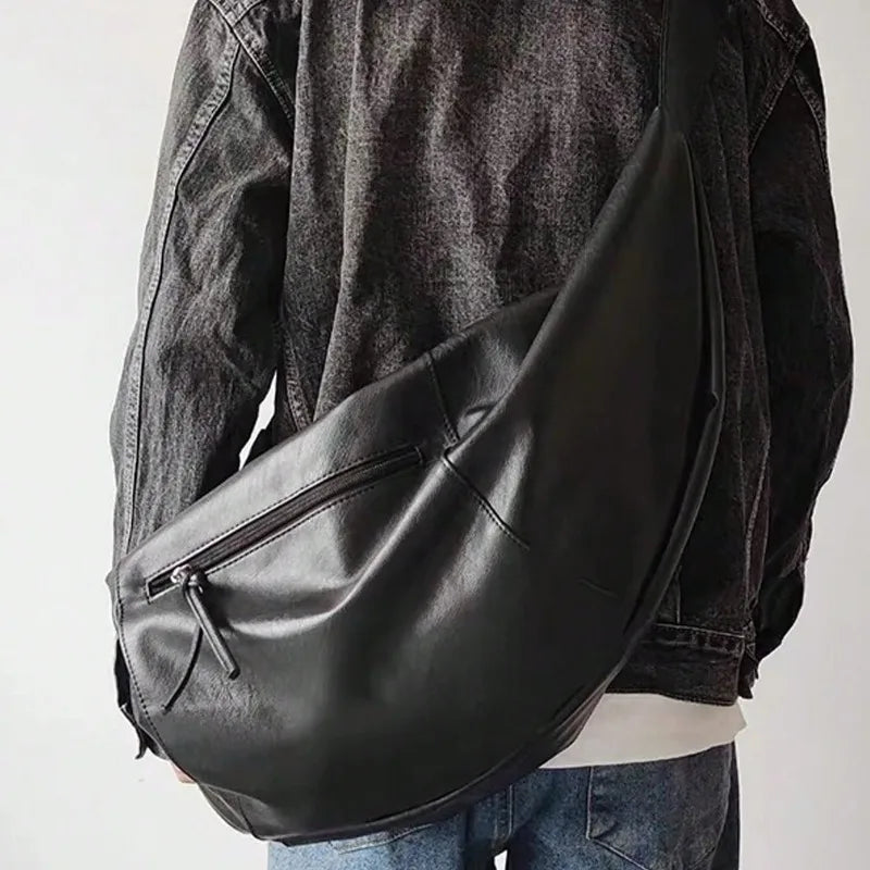 Men Dumpling Shape PU Crossbody Bag Large Capacity Casual Shoulder Bag