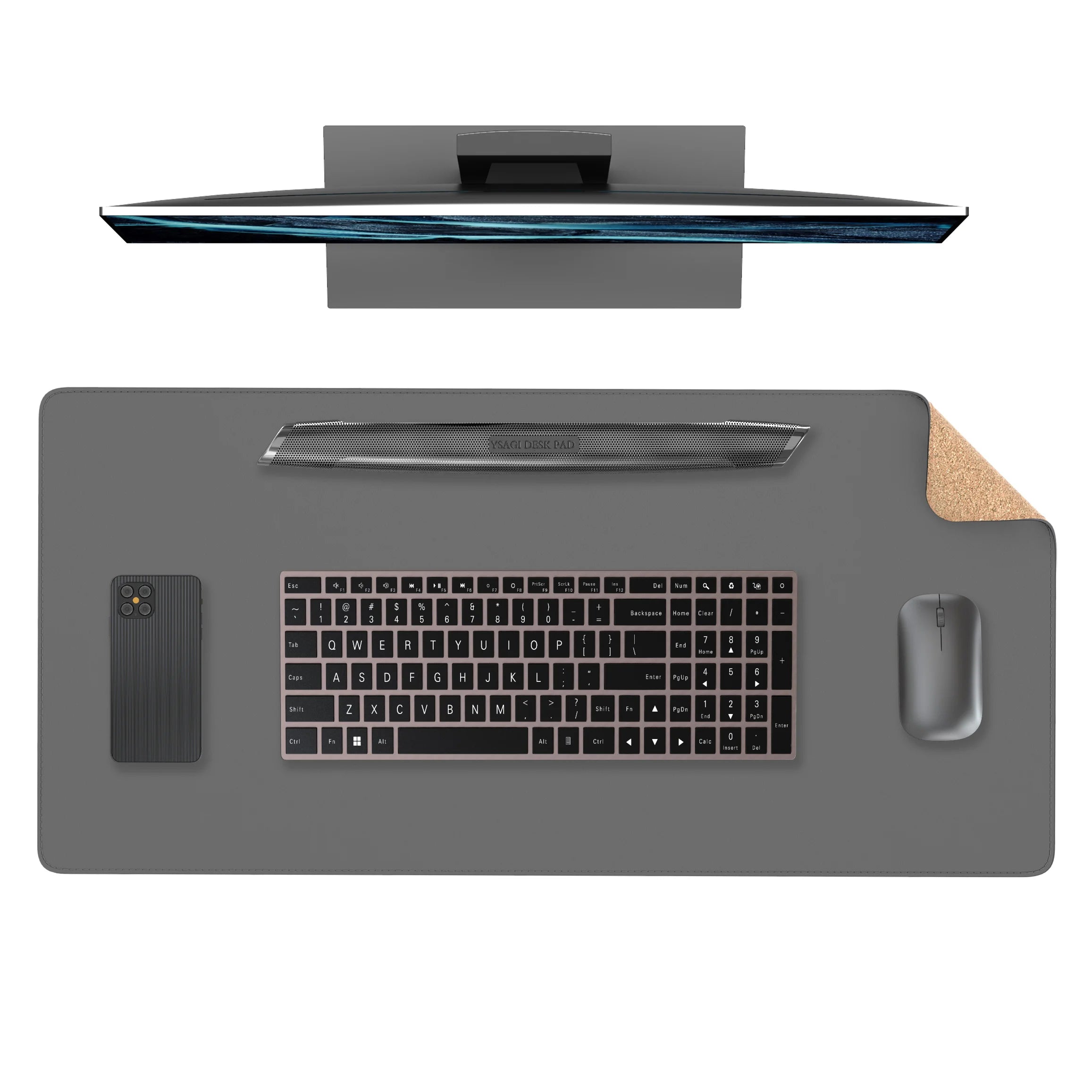 Dual Sided Leather Cork Desk Mat Large Mouse Pad for Office Home