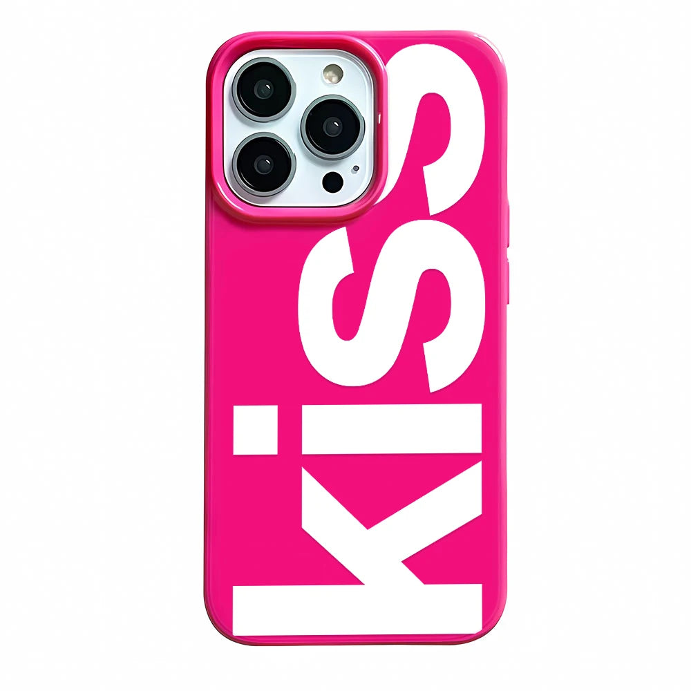English Letters Kiss Simple Soft iPhone Case