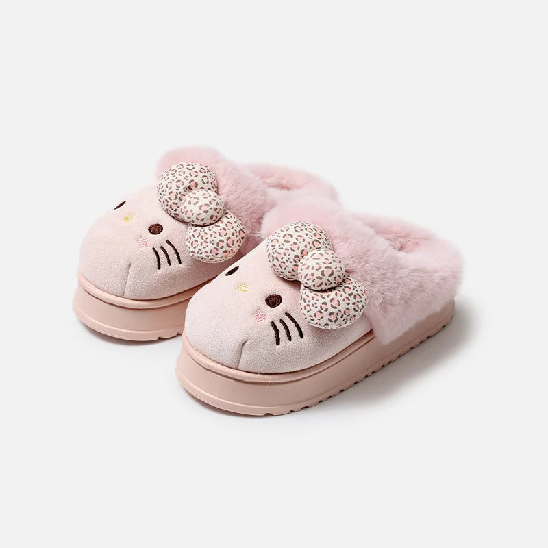 Women’s Cute Cat Cartoon Winter Slippers Warm Cotton Indoor Shoes