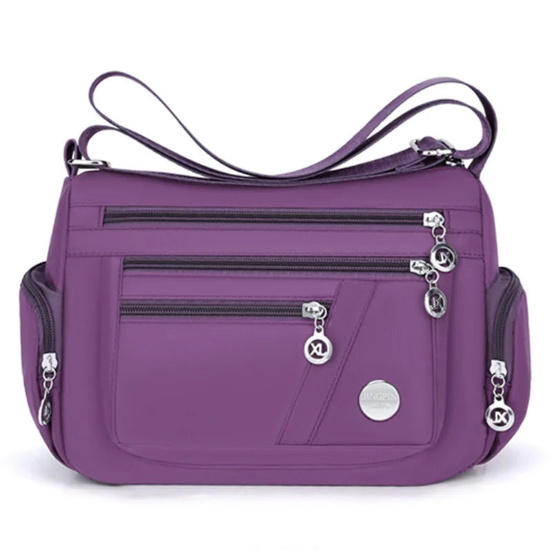 Women Nylon Crossbody Bag Multi Pocket Shoulder Bag Waterproof Travel Casual Handbag Large Capacity Messenger Bag