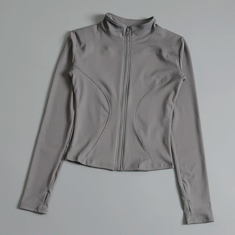 Women Zip Yoga Jacket Long Sleeve Fitness Gym Sports Top
