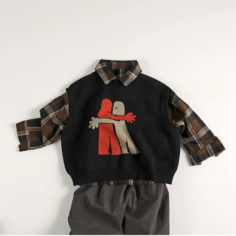 Kids Cartoon Knitted Vest Sleeveless Sweater Soft Loose Autumn Top 2026