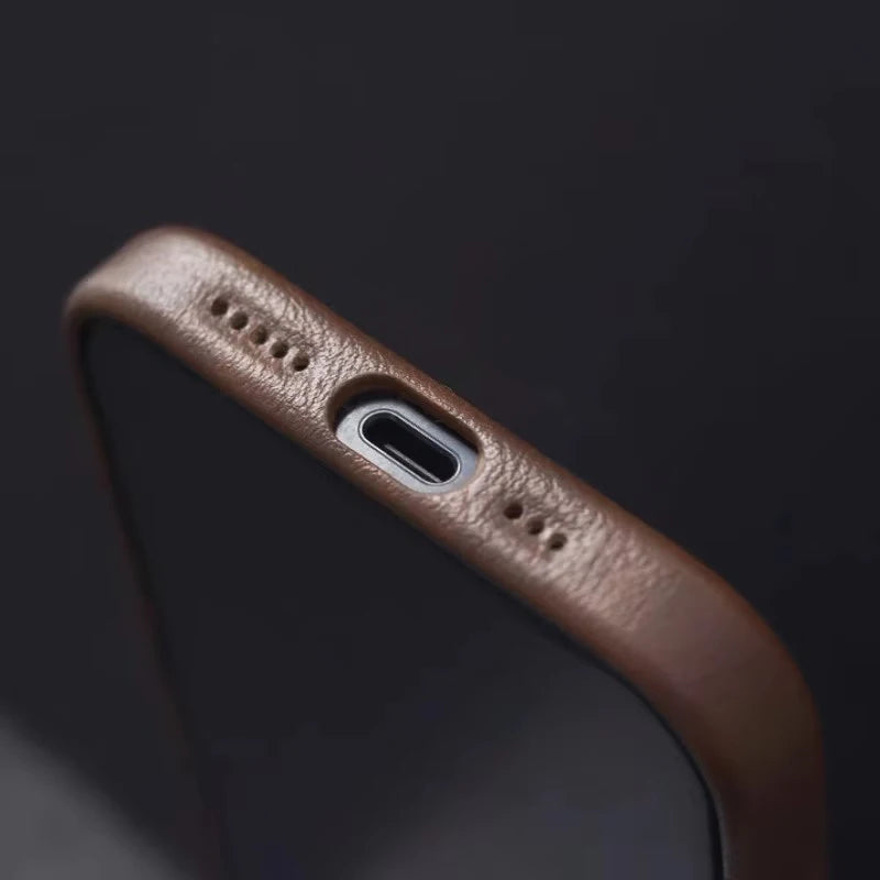 Retro Crazy Horse Leather MagSafe Magnetic Texture iPhone Case