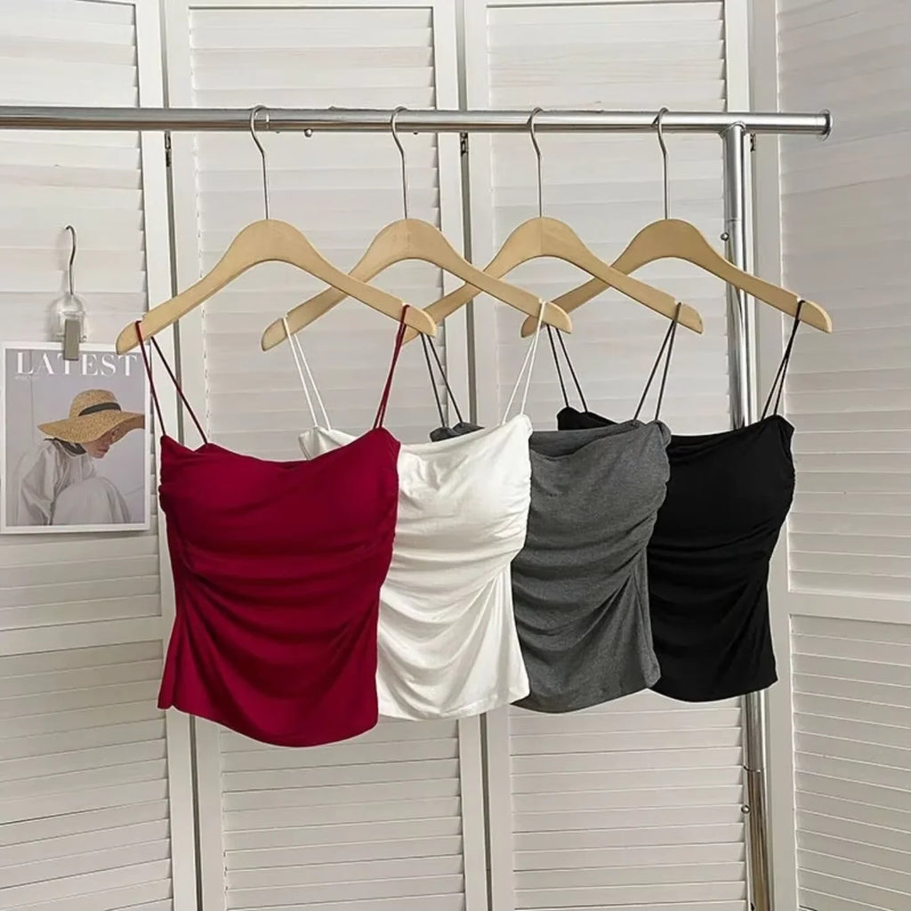 Women White Fitted Camisole Sleeveless Tank Top
