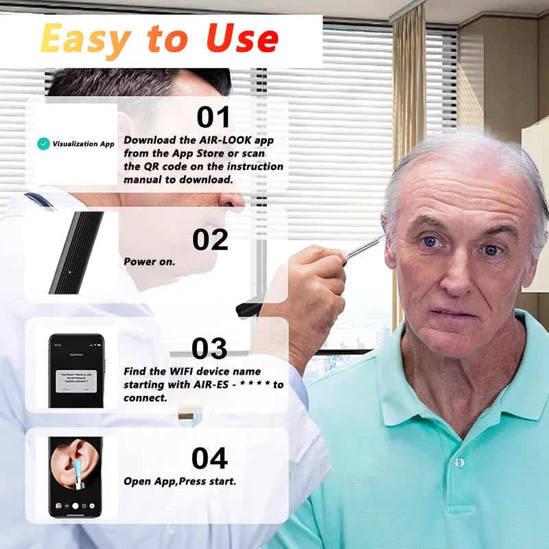 Ear Wax Removal Tool with Camera – HD Visual Ear Cleaner Endoscope for Safe Ear Cleaning