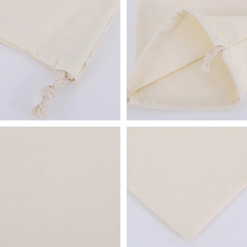 Cotton Drawstring Storage Bag Reusable Canvas Gift Pouch Dustproof Organizer