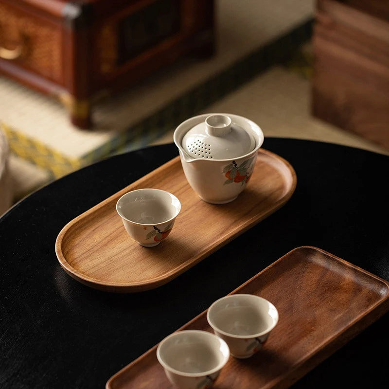 Solid Wood Serving Tray Style Plate for Dessert, Fruit & Bread
