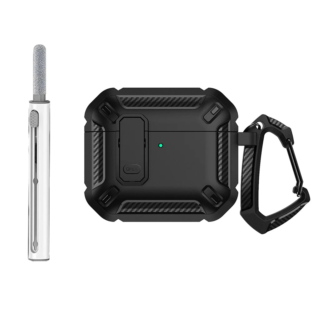 AirPods 4 Rugged Case with Lock Hook Shockproof TPU Protective Cover