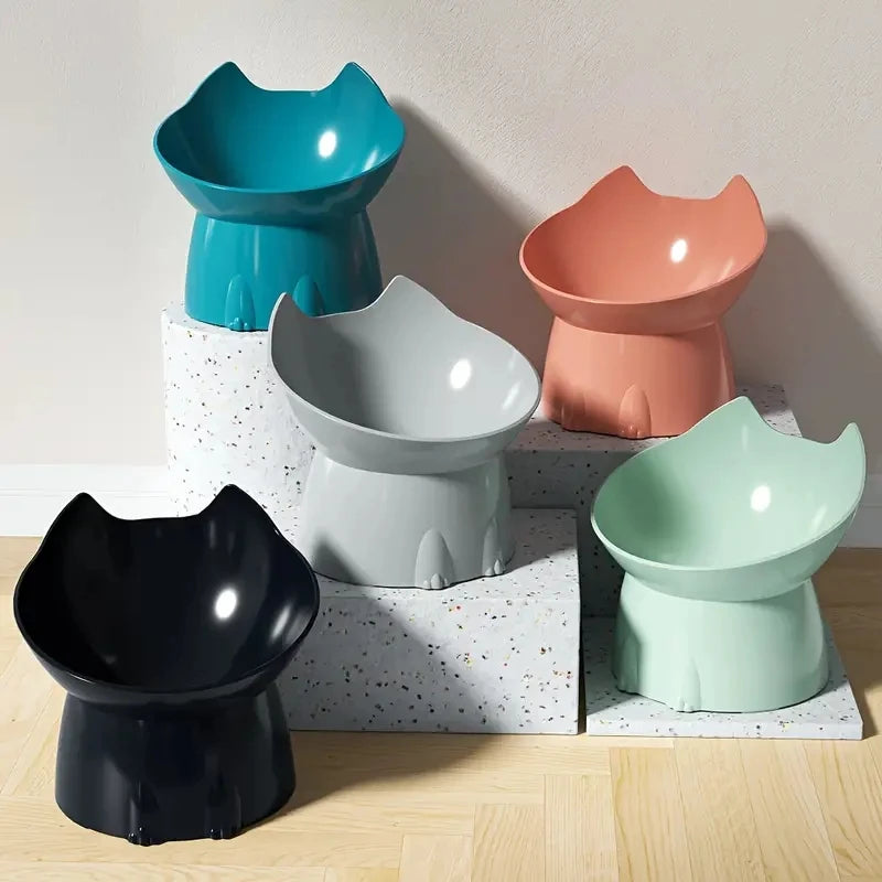Elevated Cat Bowl Anti Tip Tilted Pet Feeding Dish