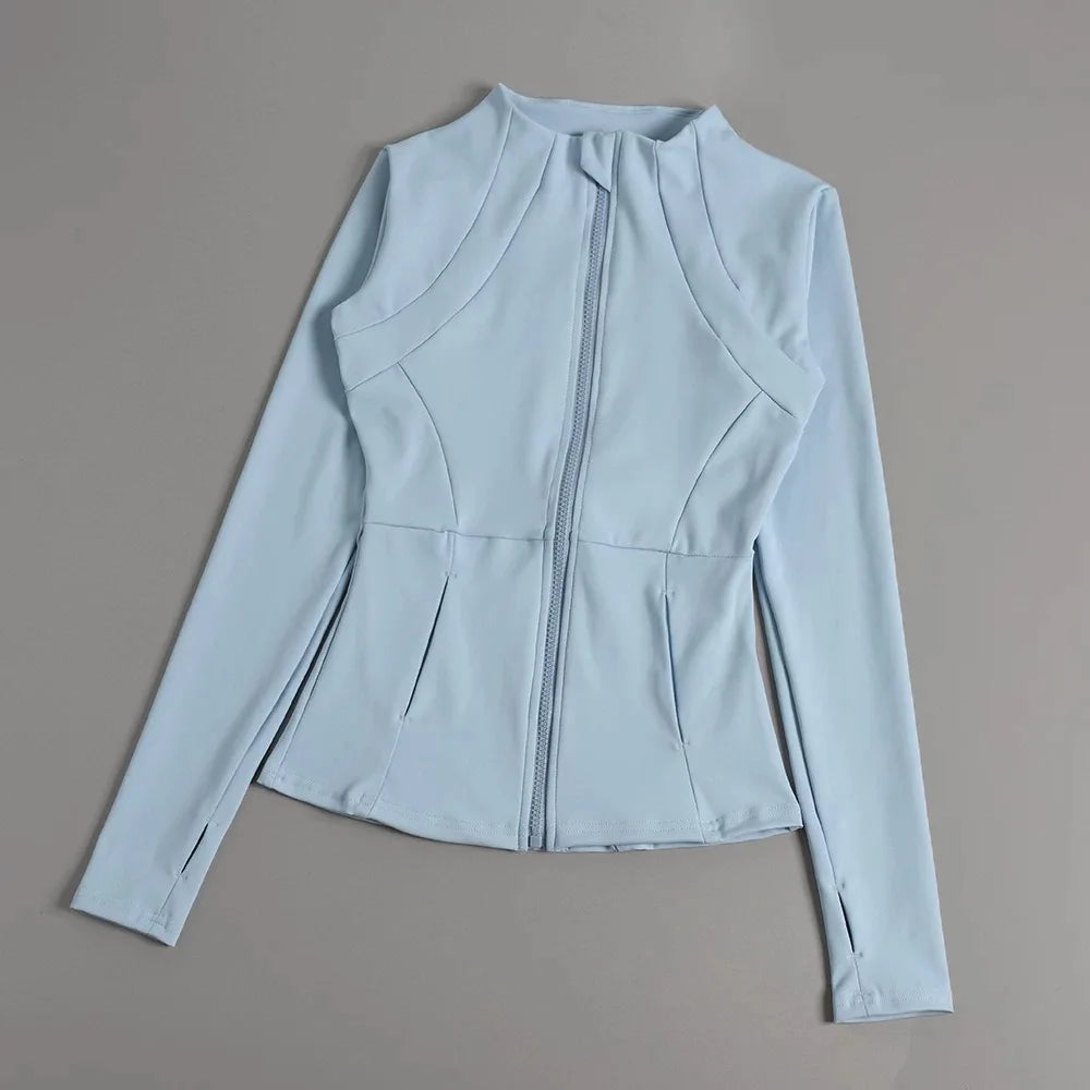 Women Long Sleeve Yoga Jacket Slim Fit Fitness Sports Top