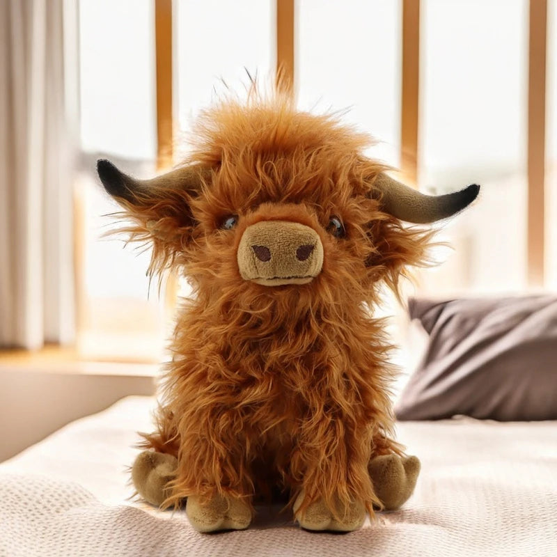 Highland Cow Plush Toy Fluffy Stuffed Animal Doll