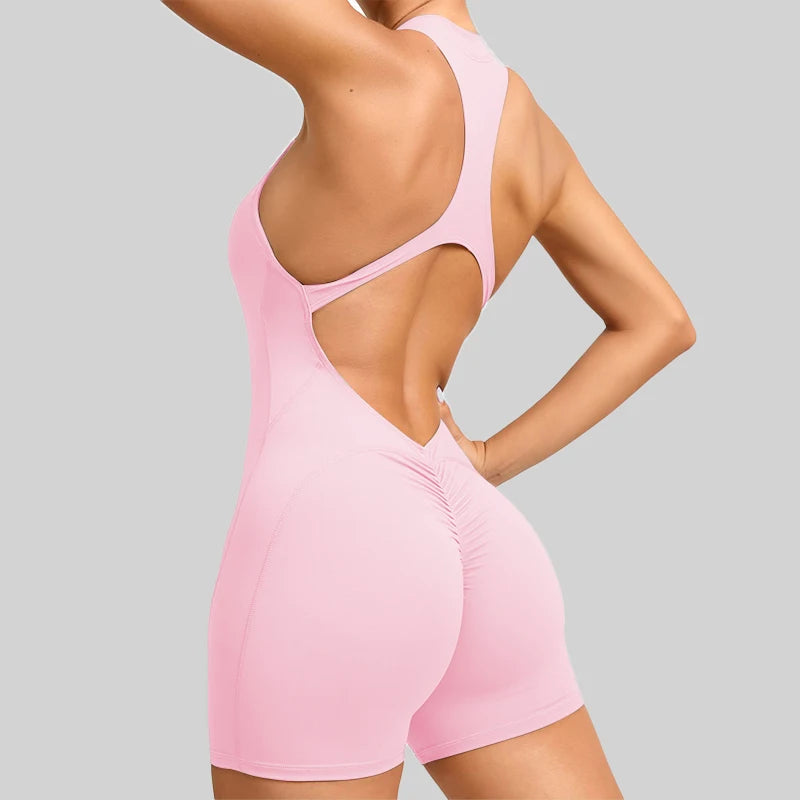 Women Sleeveless Sports Jumpsuit Yoga Gym Romper One Piece Workout Bodysuit