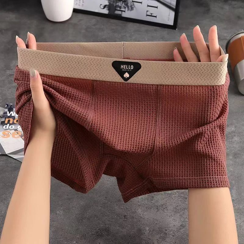 4 Pack Men Ice Silk Boxer Shorts Breathable Plus Size Underwear