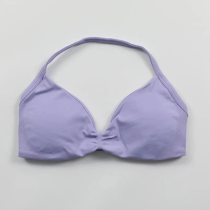 Women Seamless Strappy Sports Bra Push Up Gym Yoga Fitness Top