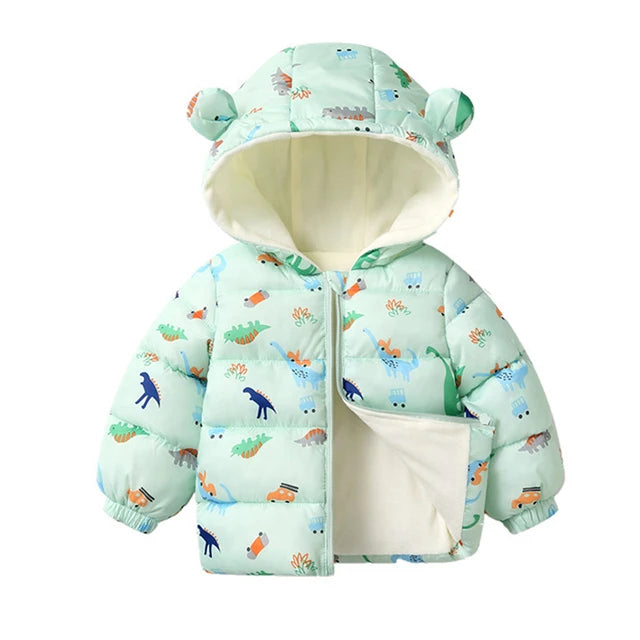 Kids Fleece Hooded Jacket Cartoon Plush Winter Coat for Boys & Girls