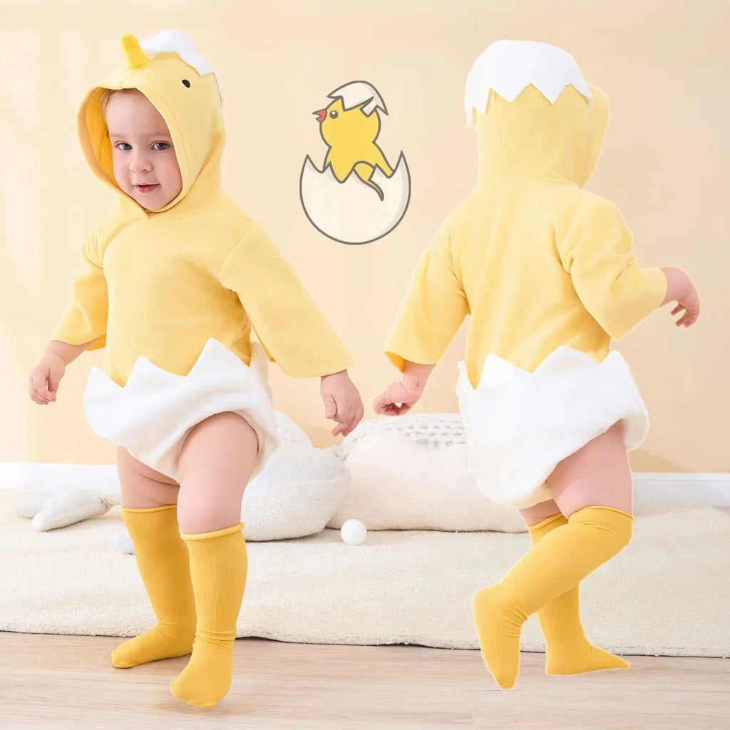 Baby Chick Hatching Romper Cute Easter Hoodie Outfit for Babies