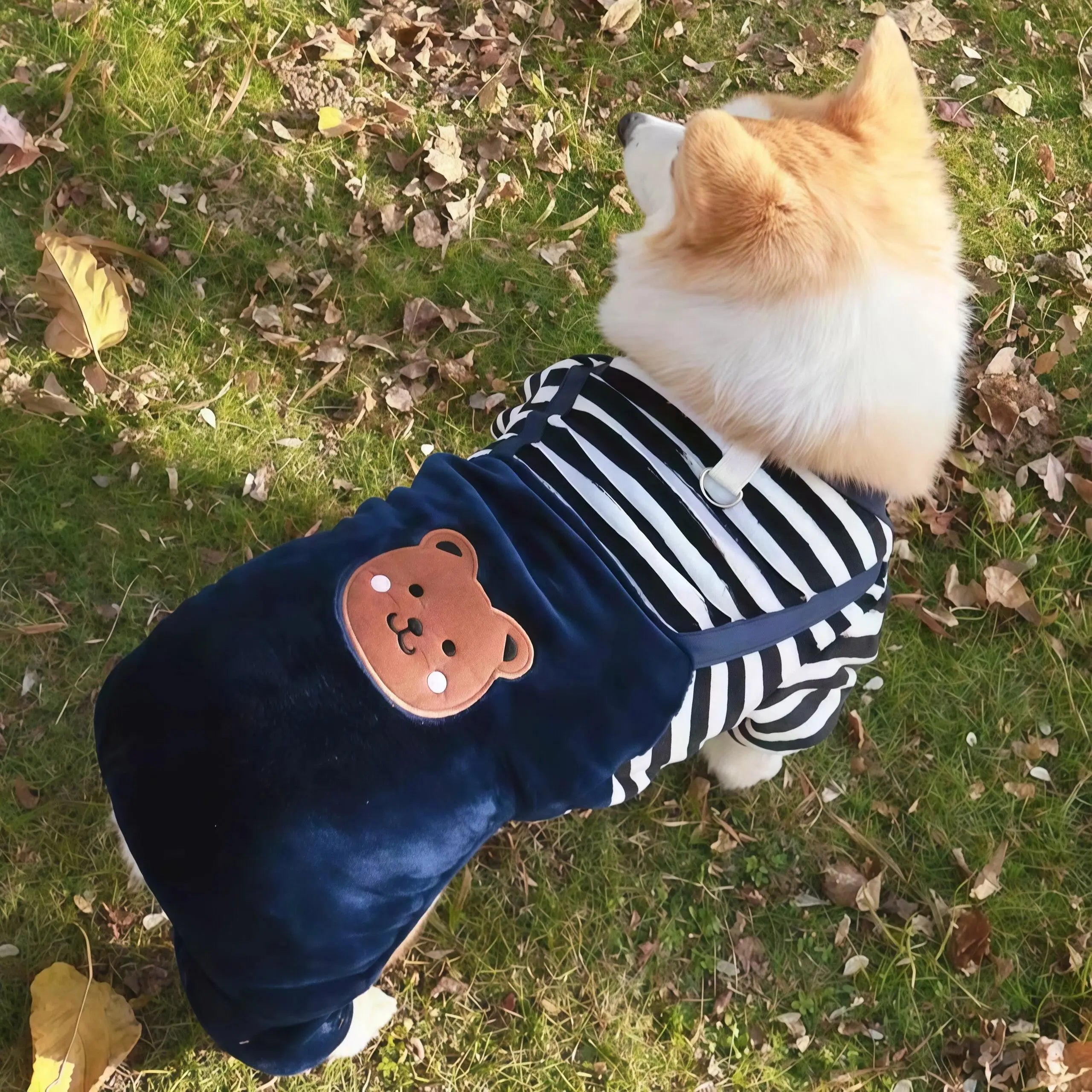 Warm Fleece Dog Jumpsuit Soft Pet Coat with Leash Ring
