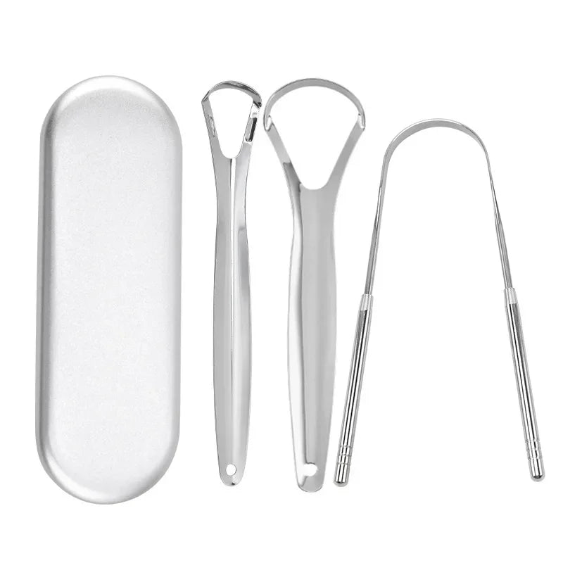 Metal Tongue Scraper Stainless Steel Cleaner Portable Oral Hygiene Tool 1-3pcs