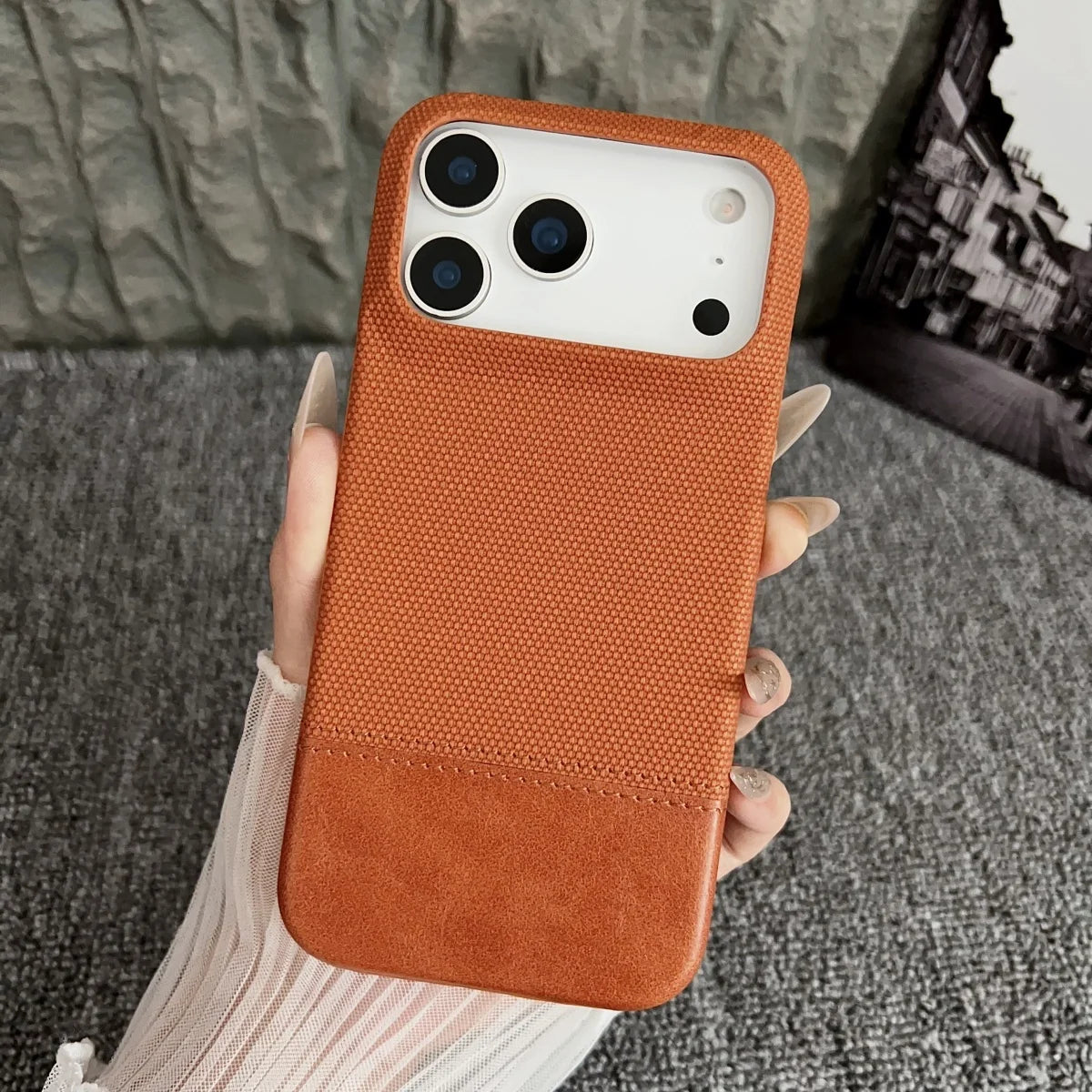 Business Splice Leather Nylon Fabric iPhone Case