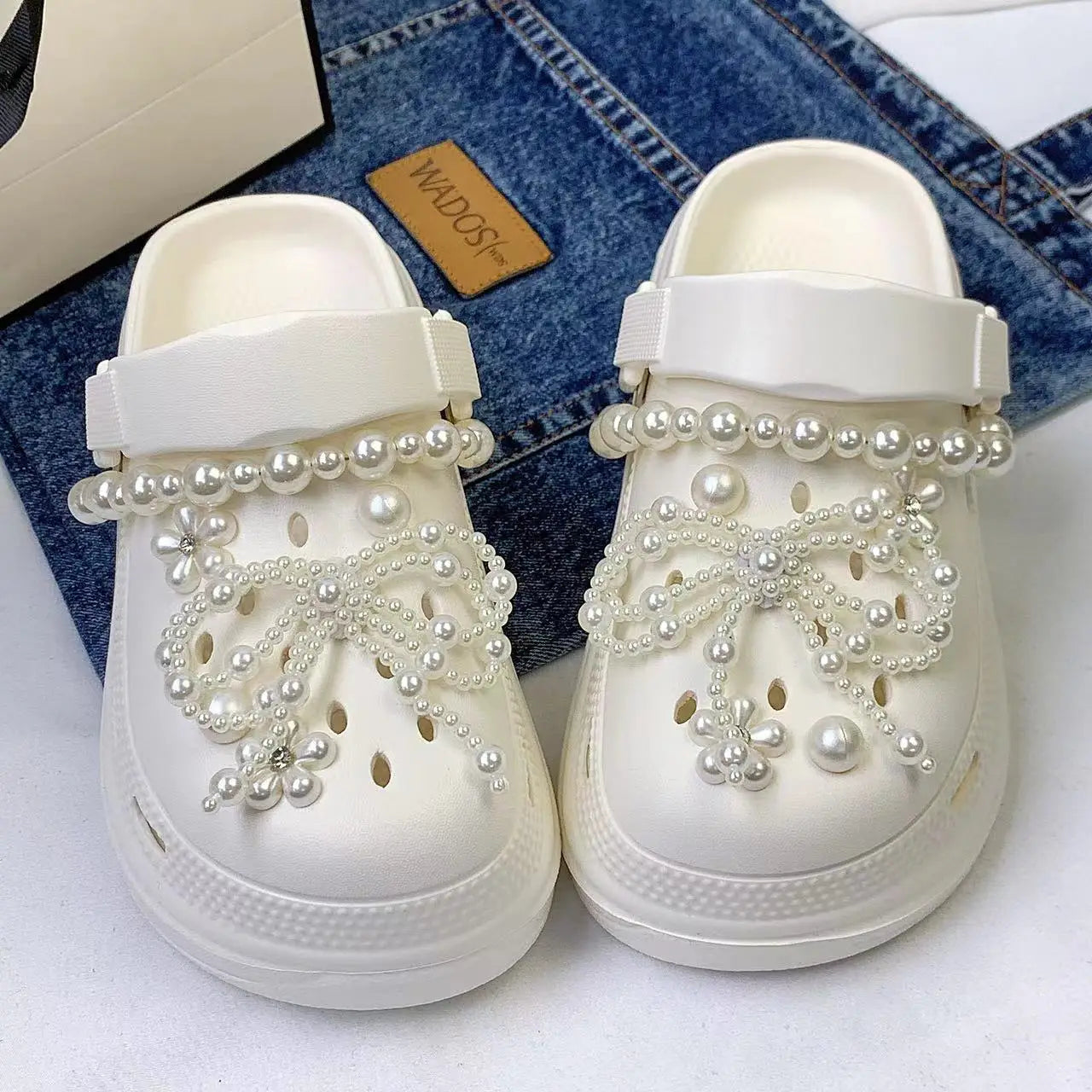 Shoe Accessories Set Bow Pearl Flower DIY Decorations 10-12Pcs Gift Ornaments