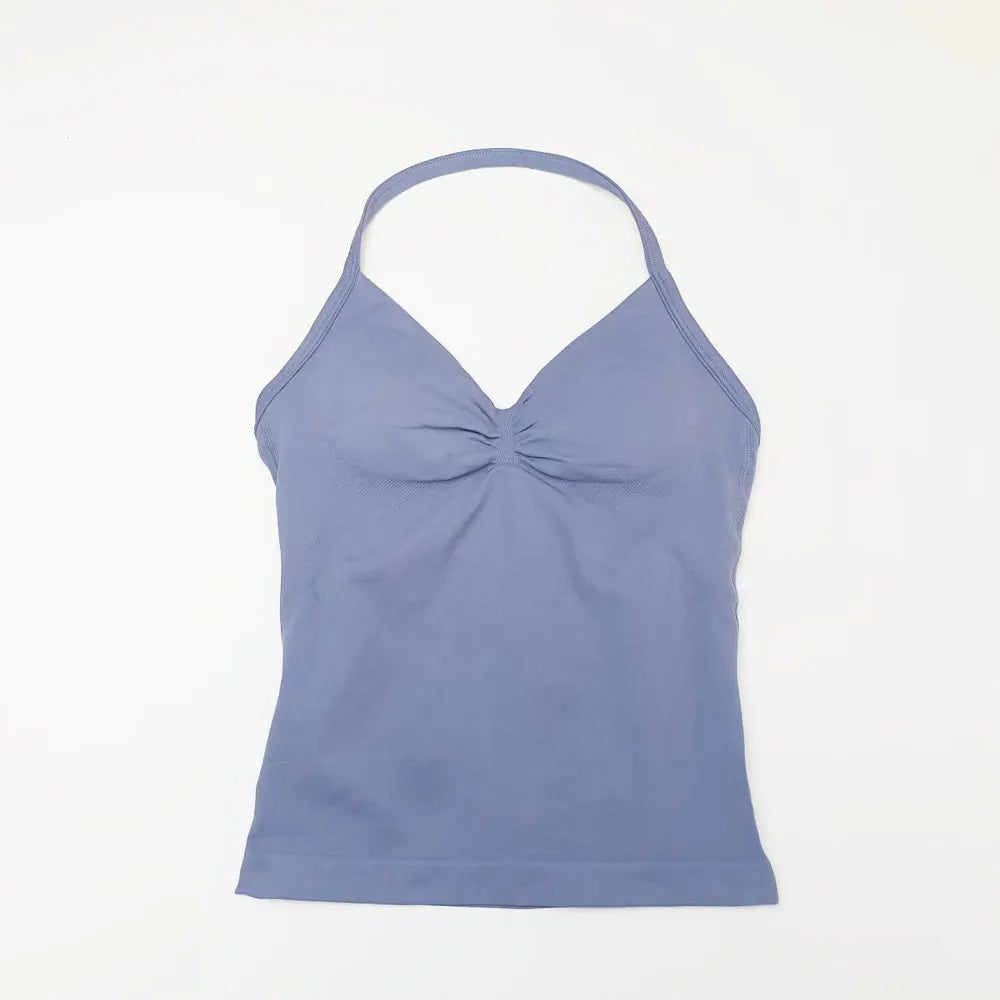Longline Strappy Yoga Sports Vest Women Gym Workout Halter Bra Top