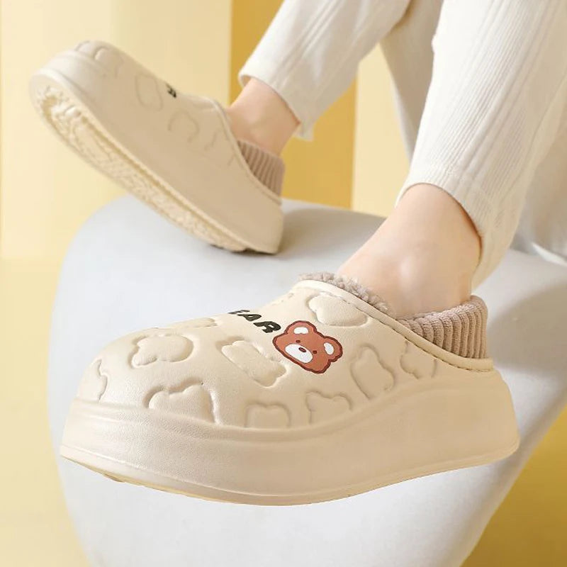 Waterproof Winter Plush Slippers for Women and Men