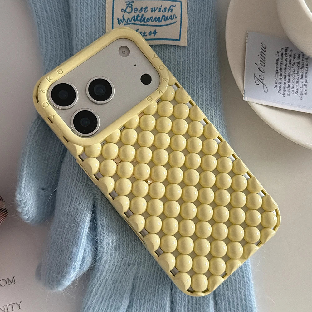 Electroplated Orange 3D Pearl Silicone iPhone Case