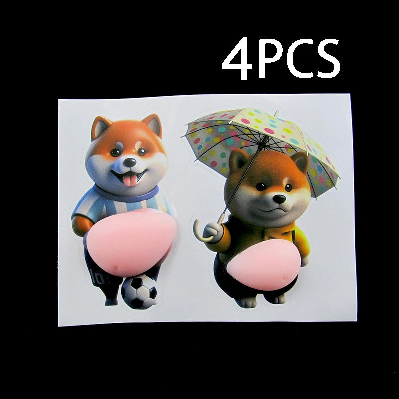 3D Cute Shiba Inu Silicone Self Adhesive Stickers Orange Design