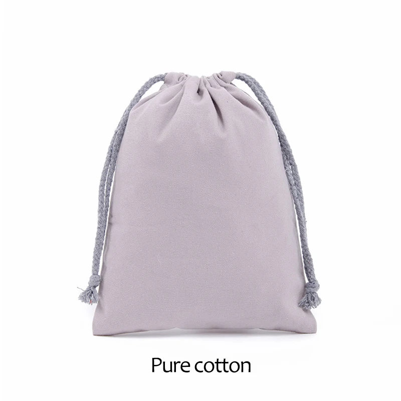 Cotton Drawstring Storage Bag Reusable Canvas Gift Pouch Dustproof Organizer