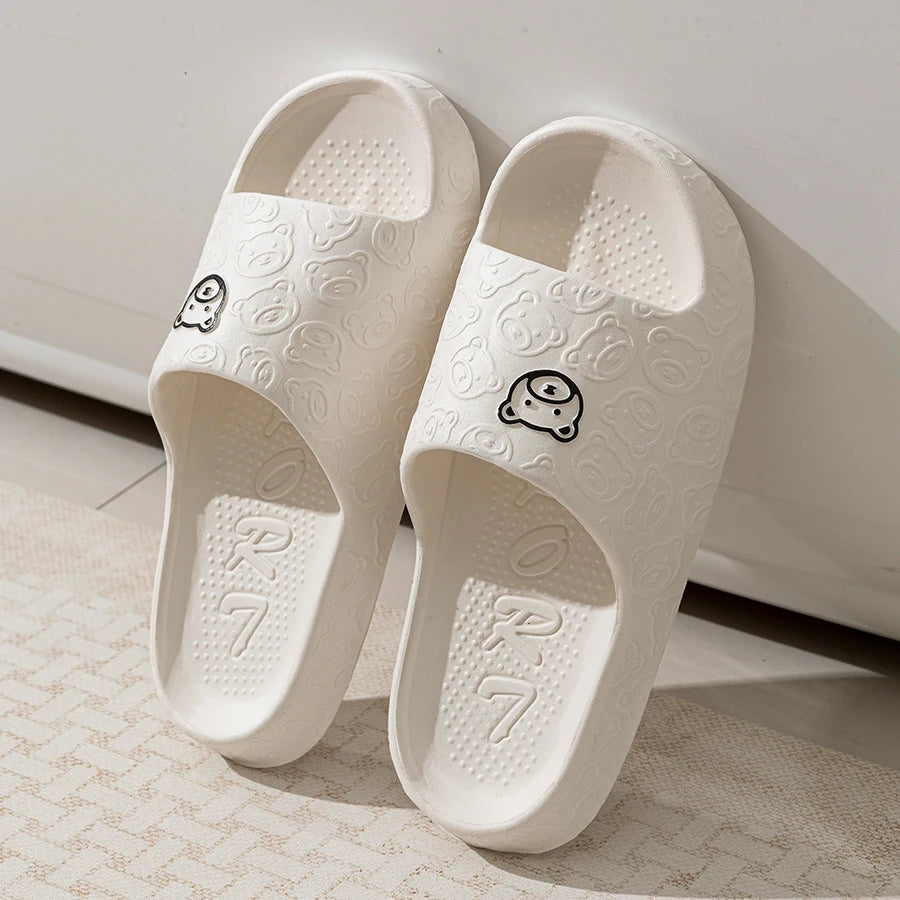 Cute Bear EVA Slippers Women Anti Slip Bathroom Slides Soft Comfortable Indoor Outdoor Summer Sandals