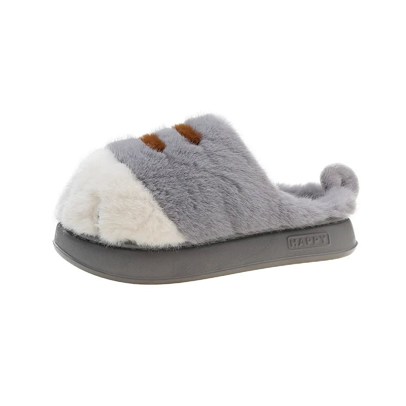 Women’s Cat Paw Fluffy Slippers Warm Non Slip Home Shoes