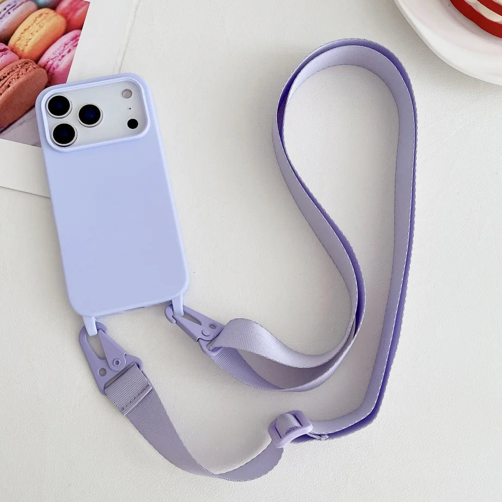 Crossbody Lanyard Matte Silicone Shockproof iPhone Case